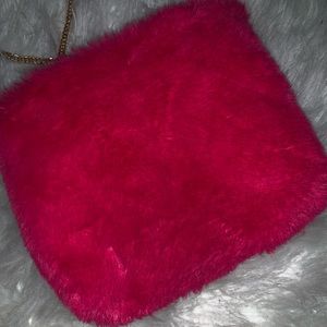 Furry hot pink purse